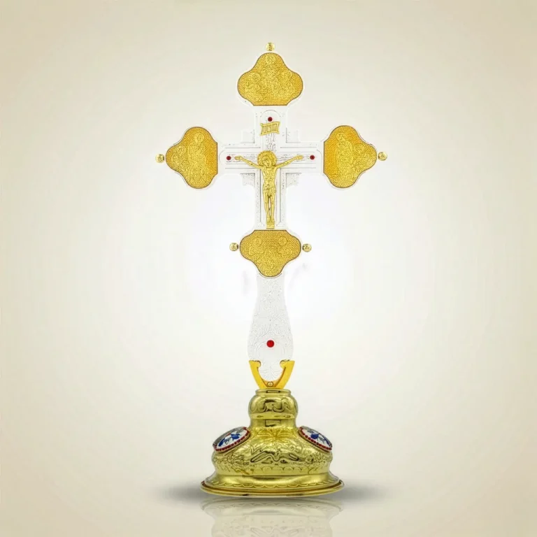 white-gold-standing-cross-holy-altar-ornament